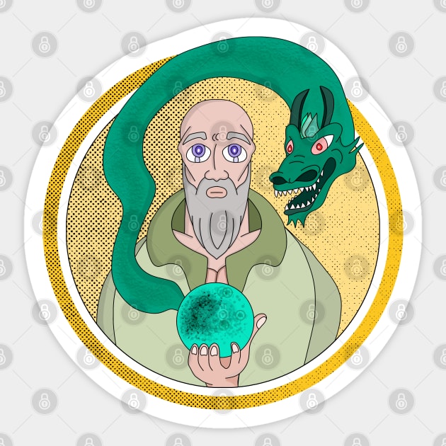 The Monk and the Dragon Sticker by DiegoCarvalho